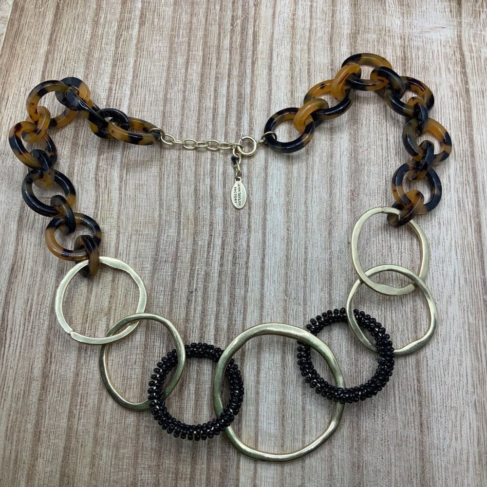 Ann Taylor Factory Tortoise Shell Linked Gold Ton… - image 2